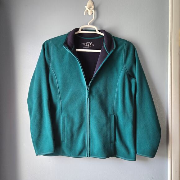 Made for Life Womens Green Full Zip Long Sleeve Fleece Jacket with Pockets Large - Picture 1 of 14